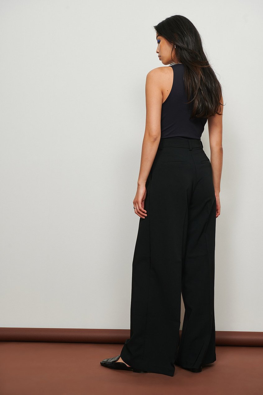 Hosen Weite Hosen | Recycelte plissierte weite Hüft-Anzughose - PB49900