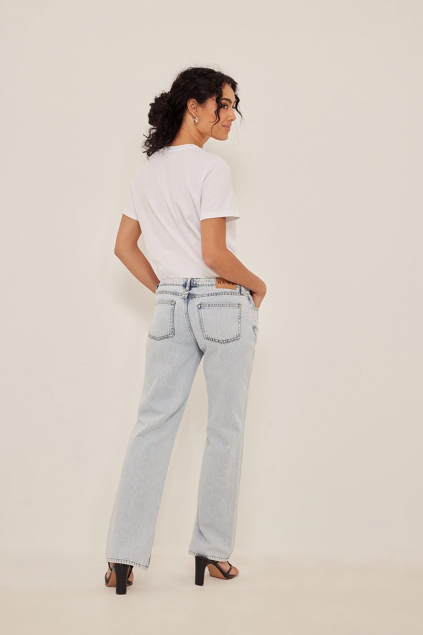 Jean Jeans droits | Jean droit à taille basse et fente latérale - MO13093