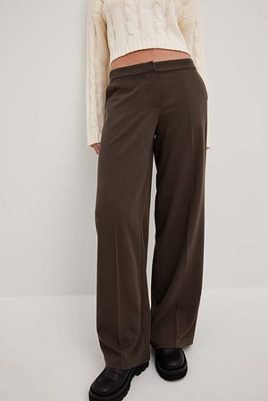 Brown Spodnie garniturowe z niskim stanem