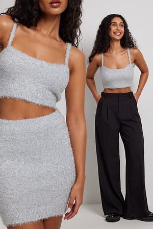 Silver Lurex Knitted Cropped Singlet