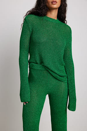 Green Sweter z dzianiny
, lurex
