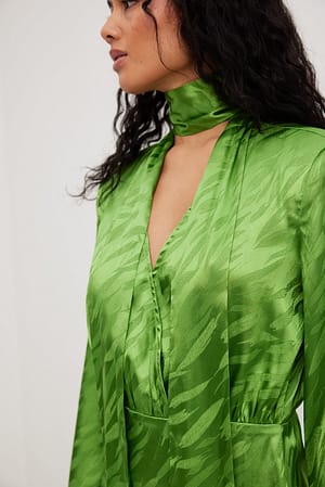 Kiwi Green Marked Shoulder Mini Dress