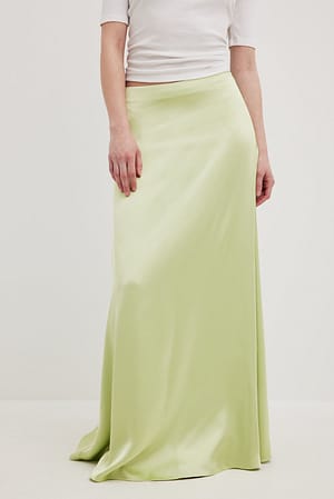 Light Green Maxi Satin Skirt