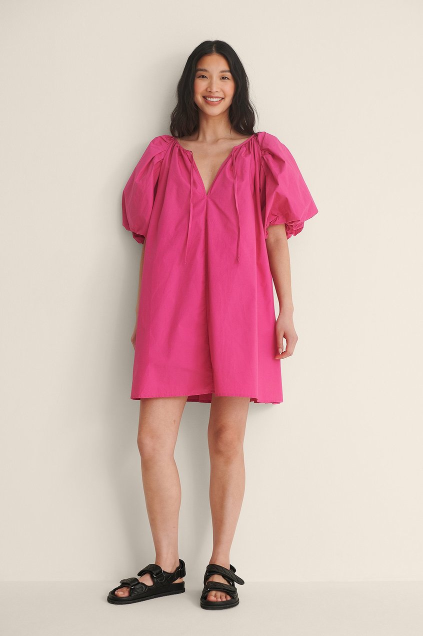 Vestidos Puff Sleeve Dresses | Organic Maxi Volume Mini Cotton Dress - DM23944