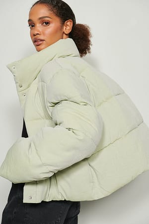Light Khaki Melange Melanżowa pikowana kurtka