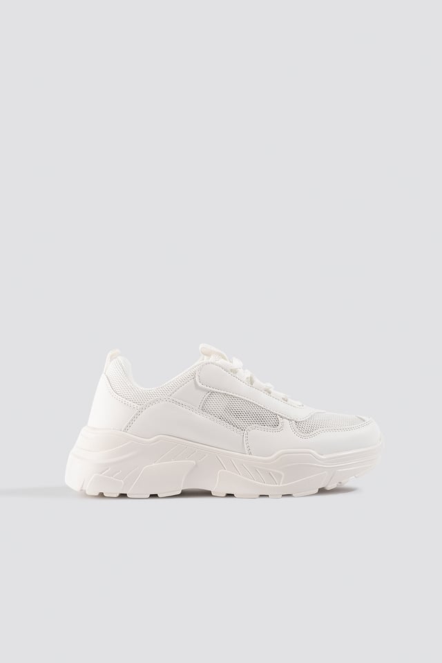 Mesh Mix Chunky Trainers White