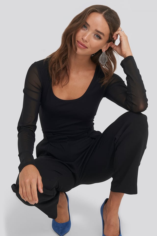 Mesh Sleeve Body Black