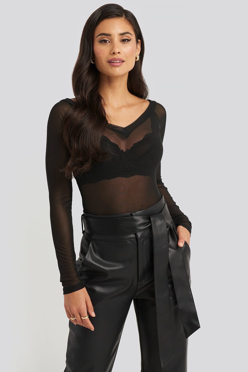 Oberteile Party Collections | Mesh V-neck Top - WT41537