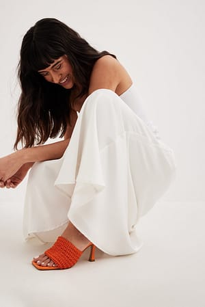 Orange Messy Knitted Mules