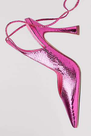 Pink Metallic Zapatos con tacón de reloj de arena