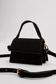 Black Suede Micro Compartment Leather Bag