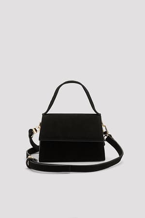 Black Suede NA-KD Accessories Micro Compartment Leather Bag