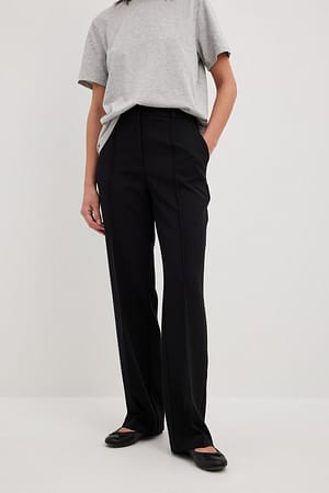 Black Spodnie garniturowe ze średnim/wysokim stanem
