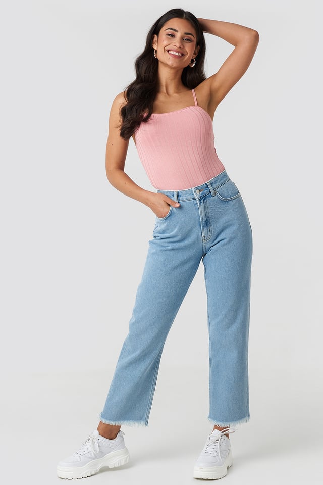 Mid Rise Straight Jeans Light Blue