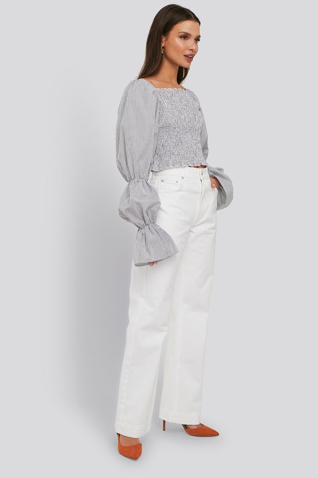 Mid Rise Straight Leg Jeans Optical White