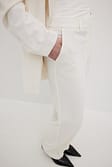 Cream/White Habitbukser med mellemhøj talje og lige ben