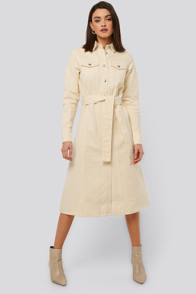Midi Denim Dress Offwhite