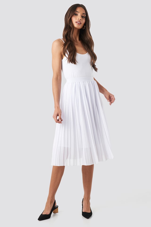 Midi Pleated Skirt White