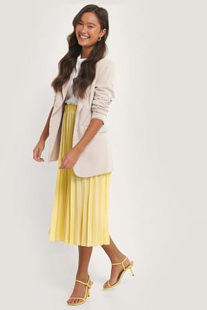 Pale Yellow NA-KD Midi Pleated Skirt
