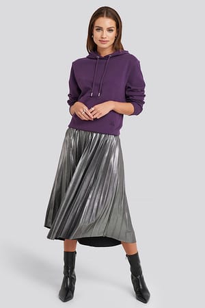 Silver NA-KD Party Midi Pleated Skirt