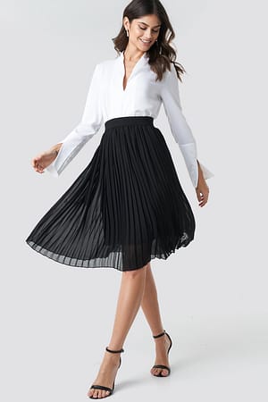 Black NA-KD Midi Pleated Skirt