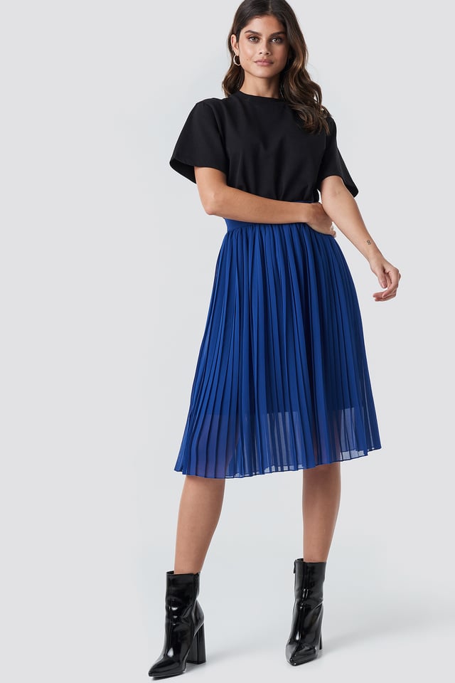 Midi Pleated Skirt Blue
