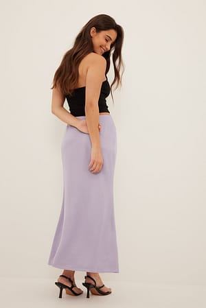 Lilac Midi Satin Skirt