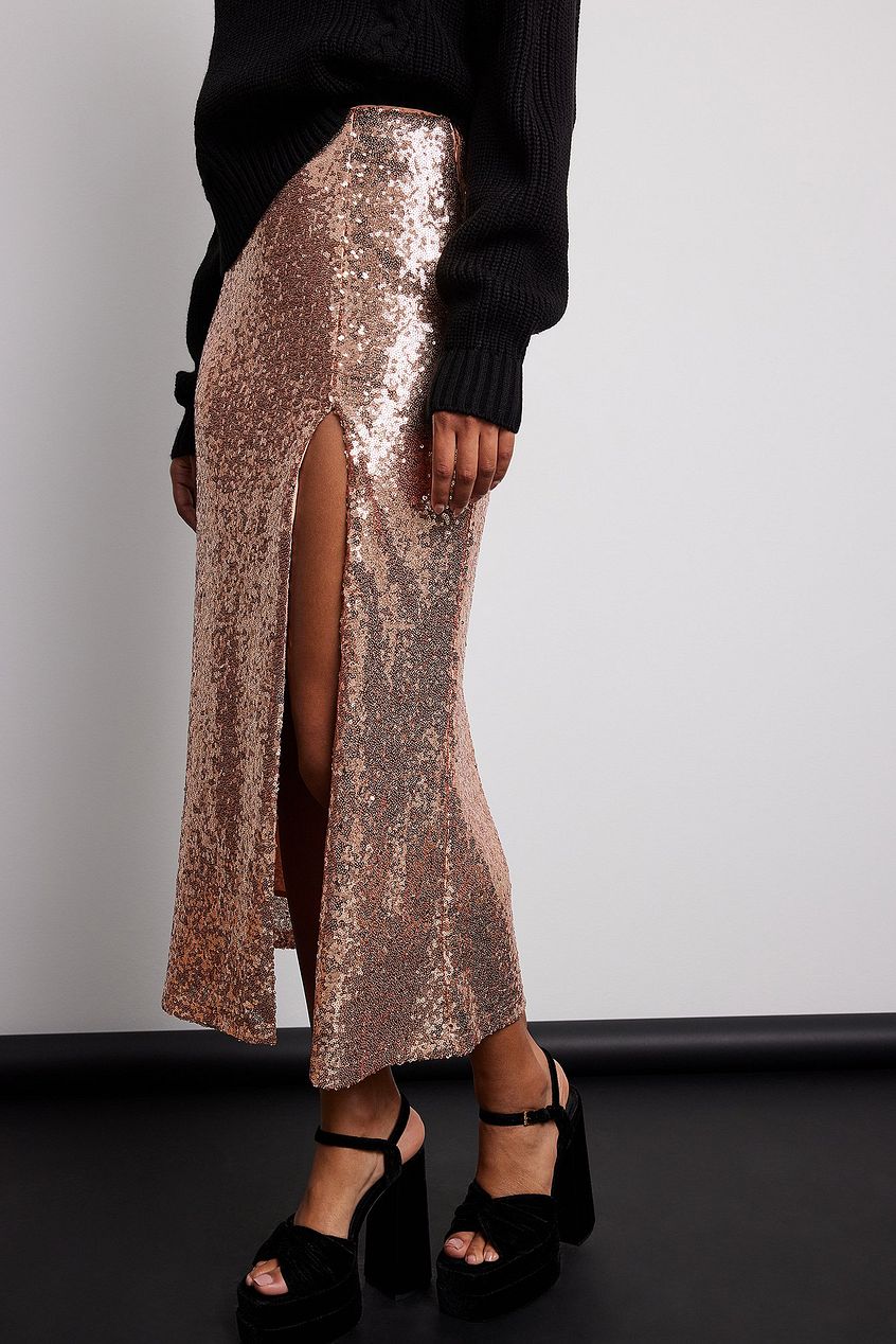 na-kd.com | Midi Slit Detail Sequin Skirt
