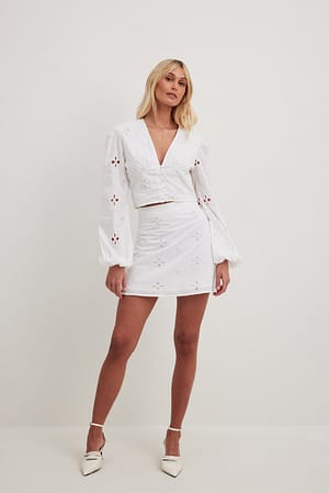 White Mini Anglaise Skirt