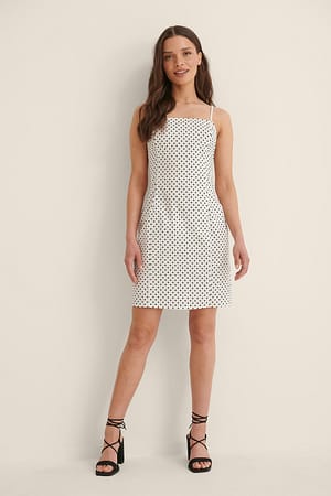 White Dots Sukienka Z Cienkimi Sznurowaniami