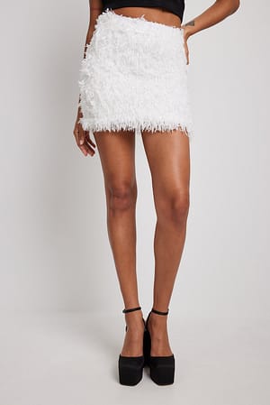 White Mini Feather Skirt