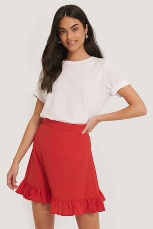 Red NA-KD Mini Flounce Skirt