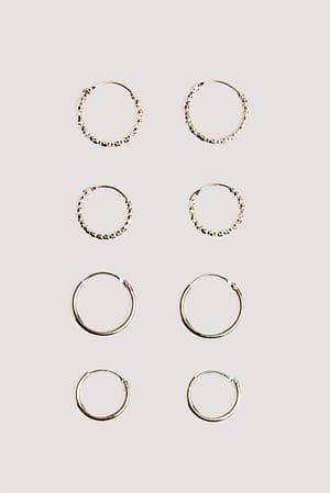 Gold Set di mini orecchini a cerchio in materiale riciclato