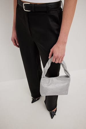 Silver Mini borsa con strass