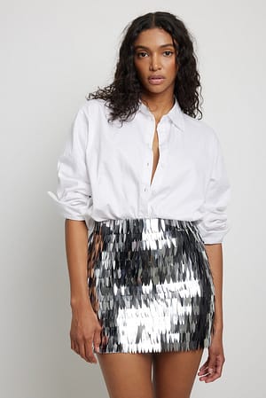 Silver Mini Sequin Skirt