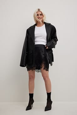 Mini Slit Lace Detail Skirt Outfit