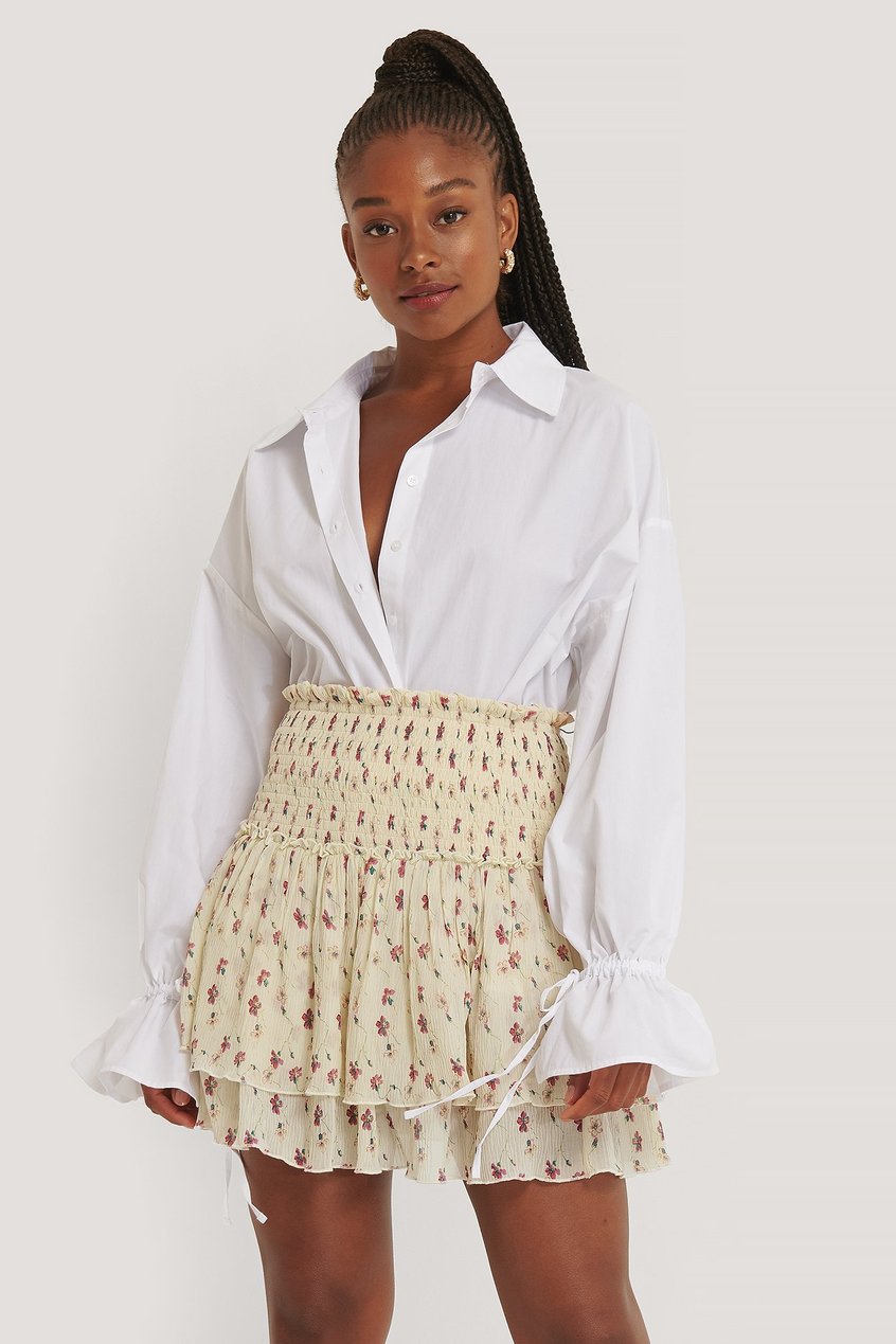 Faldas Summer Skirts | Mini Structured Smocked Skirt - JK58626