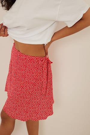 Red Flower Spódnica mini w kopertowym stylu
