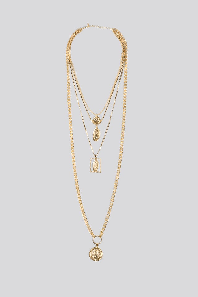 Muliti Coin Chain Layered Necklace Gold