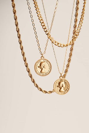 Gold Multilayer Coin Pendant Necklace