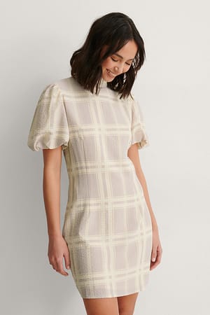Checked High Neck Checked Dress
