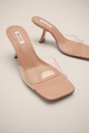 Light Beige Transparente Schuhe mit Absatz