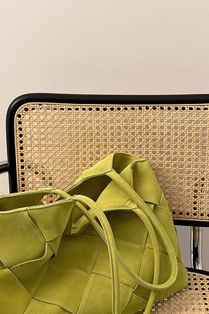 Lime Woven Suede Tote