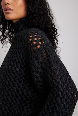 Black Netting Stitch Sweater