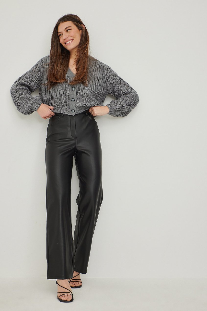 Pantalons Collections des influenceuses | Pantalon droit en faux cuir recyclé - ZZ37765