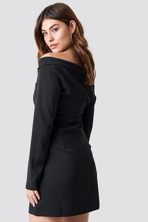 Off Shoulder Blazer Dress Black | NA-KD