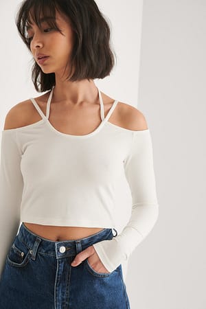 Offwhite Off Shoulder Knot Detail Top