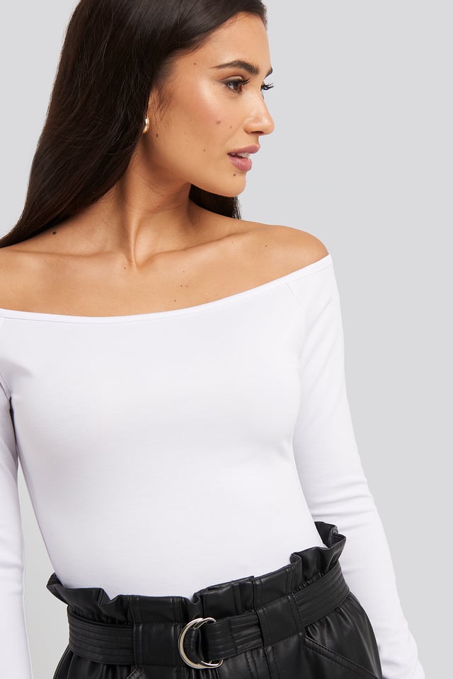 Off Shoulder Long Sleeved Top White