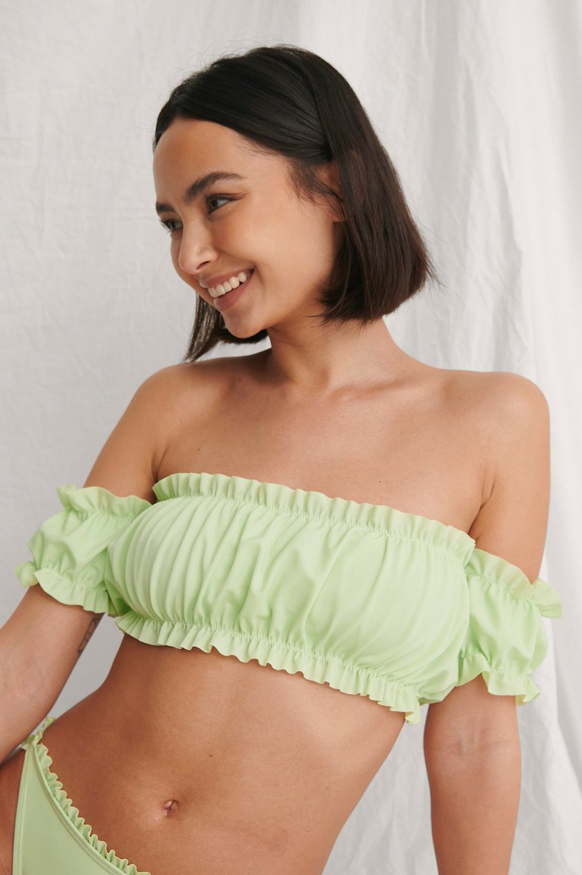 Maillots et vêtements de plage Hauts de maillots | Haut de bikini épaules dénudées froncé - NW92555