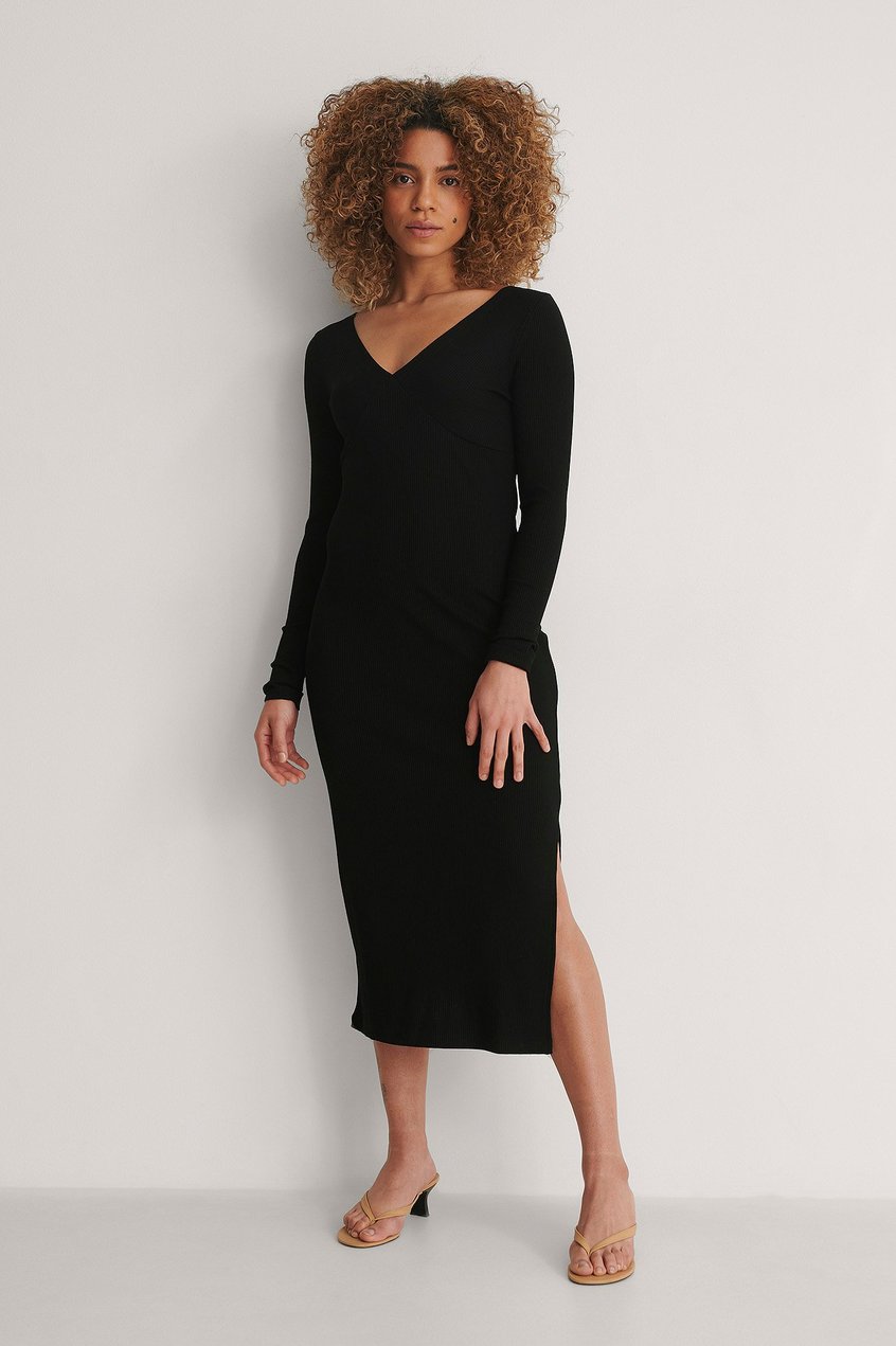 Kleider Jerseykleider | Geripptes schulterfreies Kleid - AU15212